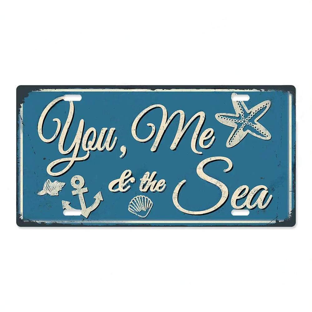 Summer Beach Retro Tin Sign Licenses Plate Plaque Metal Vintage Poster for Pub Bar Surf