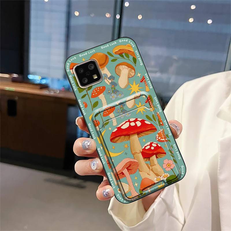 Silicone Cute Phone Case For Sharp Aquos Sense4 4G/Sense 5G Shockproof Back Cover Protective Durable Card Slot Graffiti