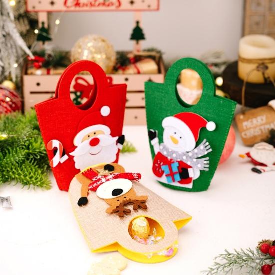Christmas Gift Bags with Handles Santa Reindeer Snowman Holiday Tote Bag Thick Non-Woven Handbag Party Favor Bags for Kids Holiday Events
