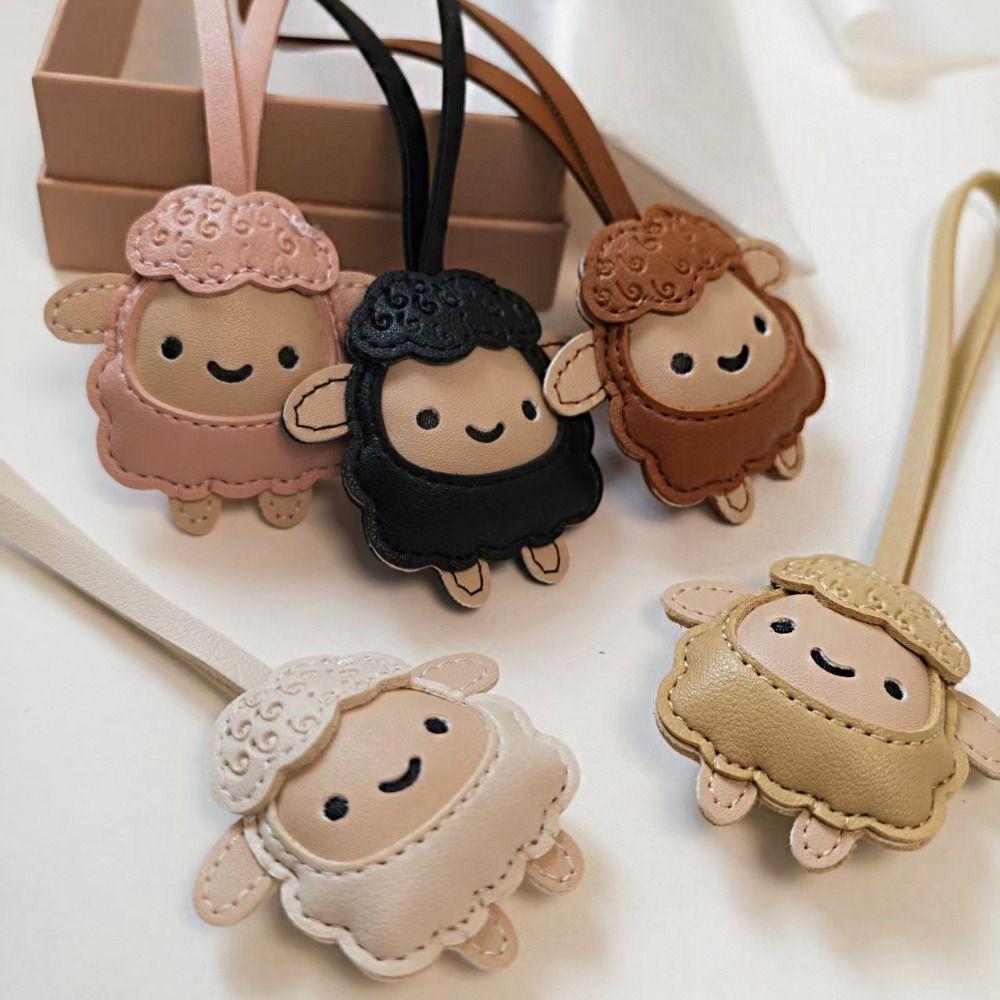 Goat PU Leather Sheep Bag Charm Cartoon Sheep Keychain Fashion Lamb Pendant Bag Decoration