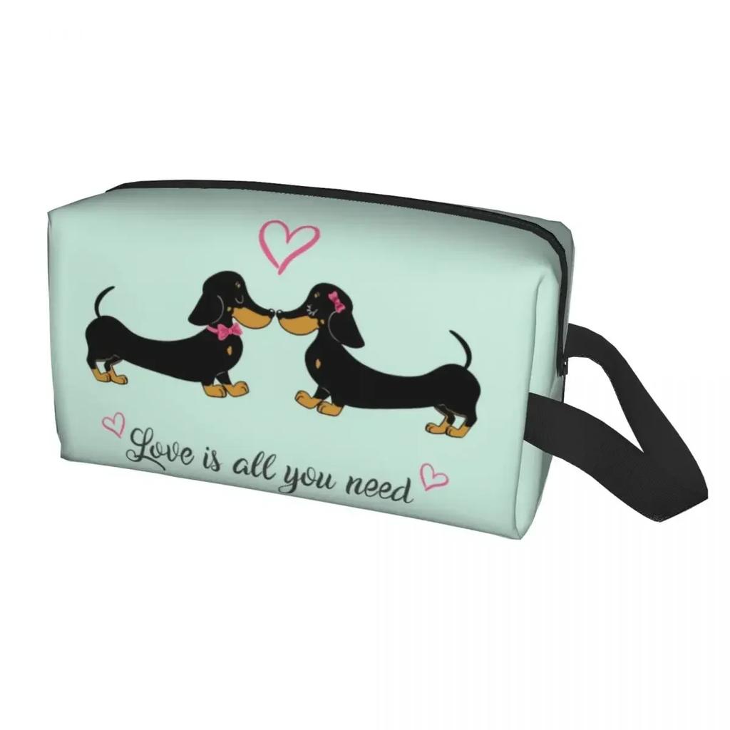 Custom Dachshund Toiletry Bag Women Badger Sausage the Wiener Dog Cosmetic Makeup Organizer Lady Beauty Storage Dopp Kit Case