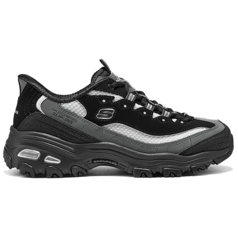 Skechers Women Black Grey Low Top Dad Shoes Breathable Support 150866-BKCC