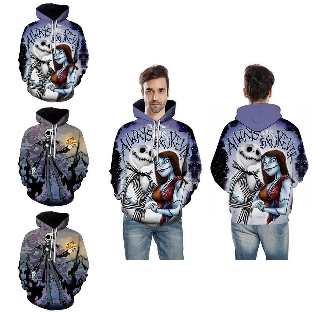Nightmare Before Christmas Hoodie Pullover Sweatshirt Featuring Jack And Sally Design