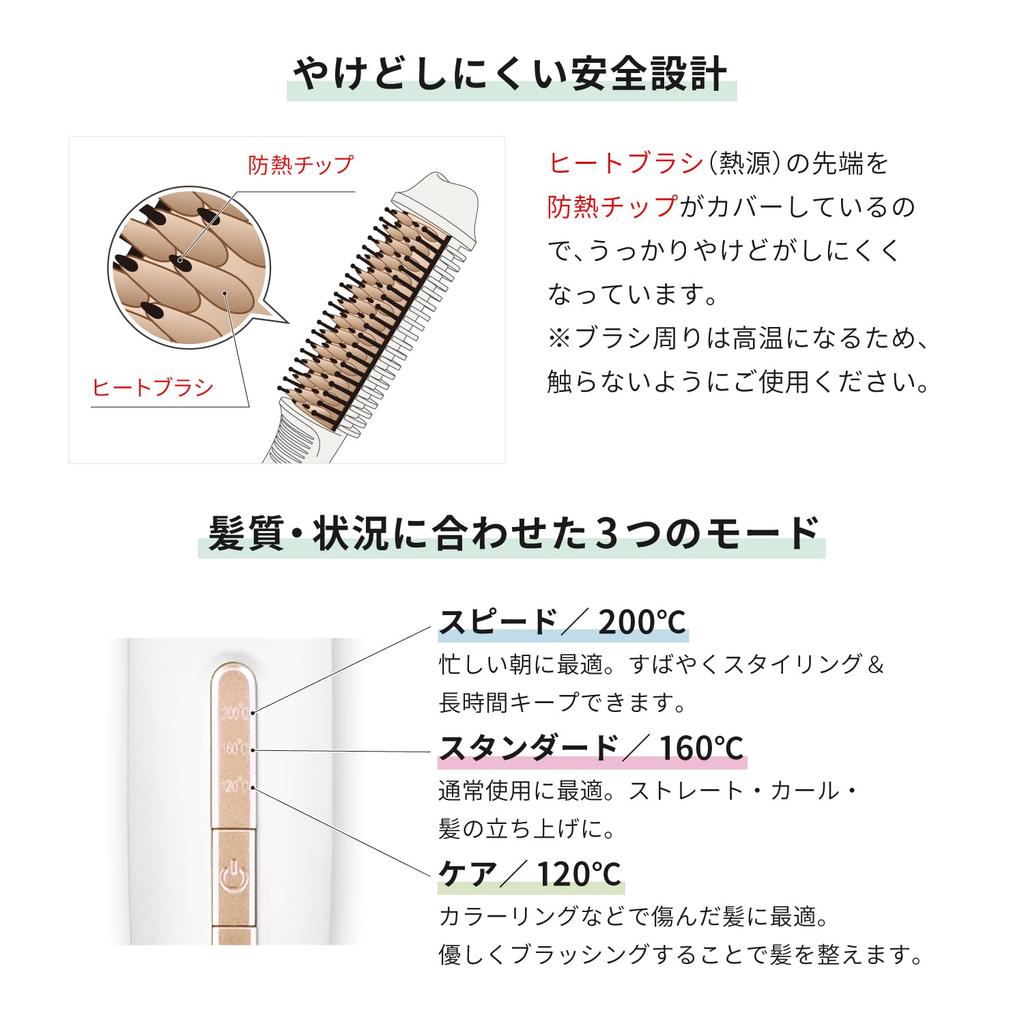 Onedam Hair Brush Iron, Mini, Straight & Curl, 2-Way, 32mm Equivalent, Portable, Easy to Use, Time-Saving, Burn Prevention, 200℃, CBI-101