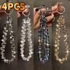 4pcs Luxury Crystal Phone Wrist Strap, Handmade Beaded Water Drop Charm, Metal Ring Anti-lost Chain, for Keychain & Bag Decor.