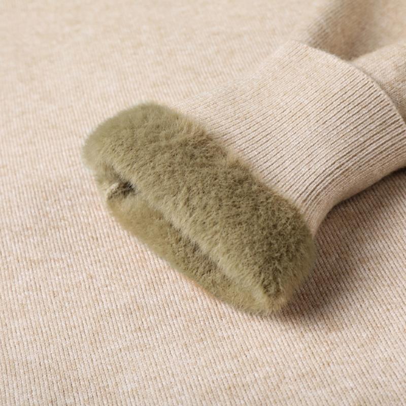 Extra Fleece Extra Thick Half Turtleneck Crewneck Sweater Men's Sweater One Body Fleece