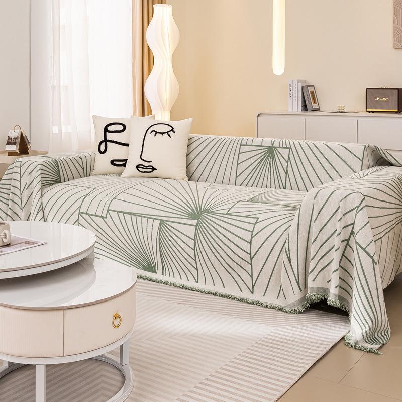 Chenille Double Sided Geometric Jacquard Sofa Cover Universal Couch Towel Dust Proof Anti-cat Scratch Protection Sofa Slipcover