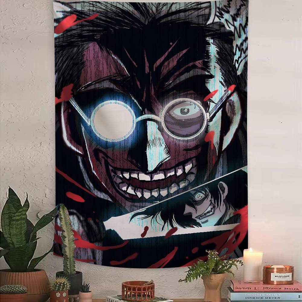 Cool Alucard Anime HHellsing Tapestry Art Printing Japanese Anime Wall Tapestry Anime Wall Hanging Home Decoration