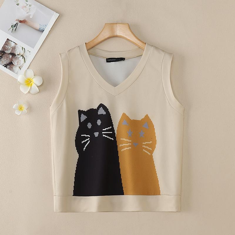 

ZANZEA Женские повседневные майки без рукавов с V-образным вырезом и принтом 3XL