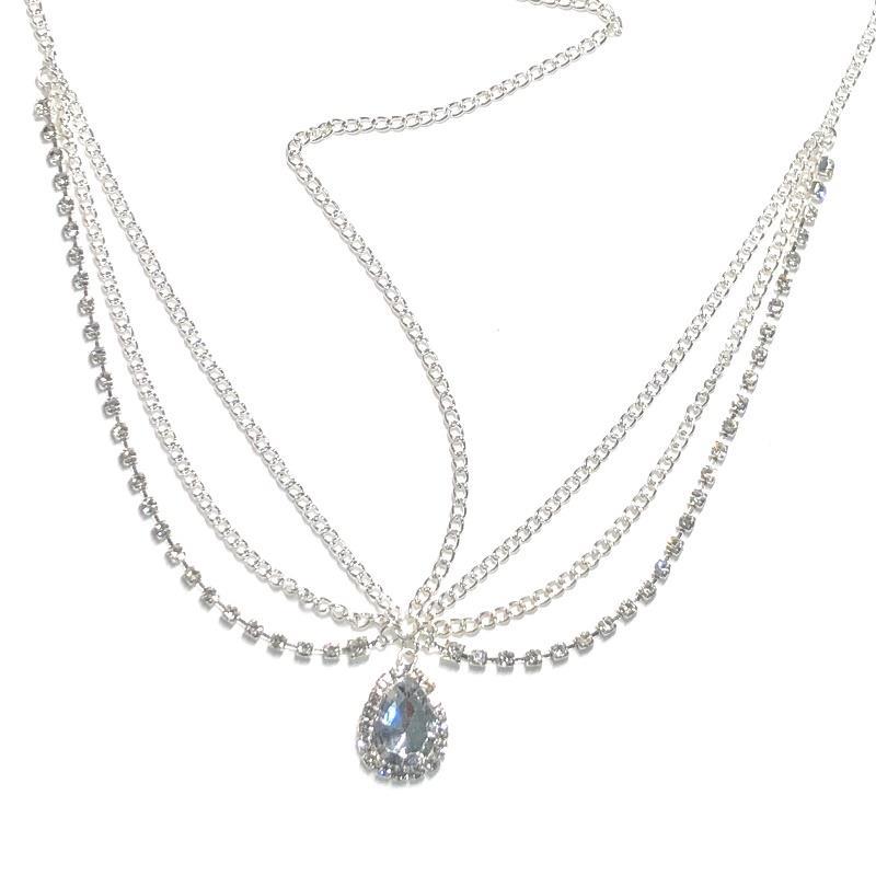 Crystal Forehead Accessory, Center Eyebrow Pendant, Head Accessory, European-style Bride Forehead Chain, Waterdrop Hairdo Head Chain, Wave Shape