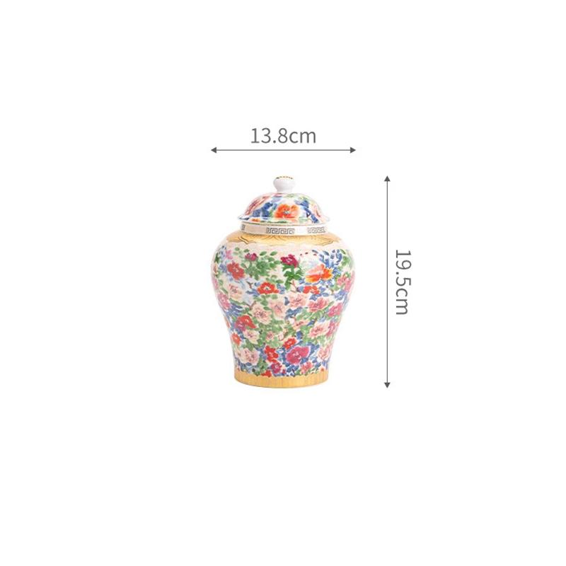 European Style Ceramic Tea Caddy Painted Flower Seal Candy Jar Home Multifunctional Coffee Beans Nut Medicinal Herbs Storage Jar