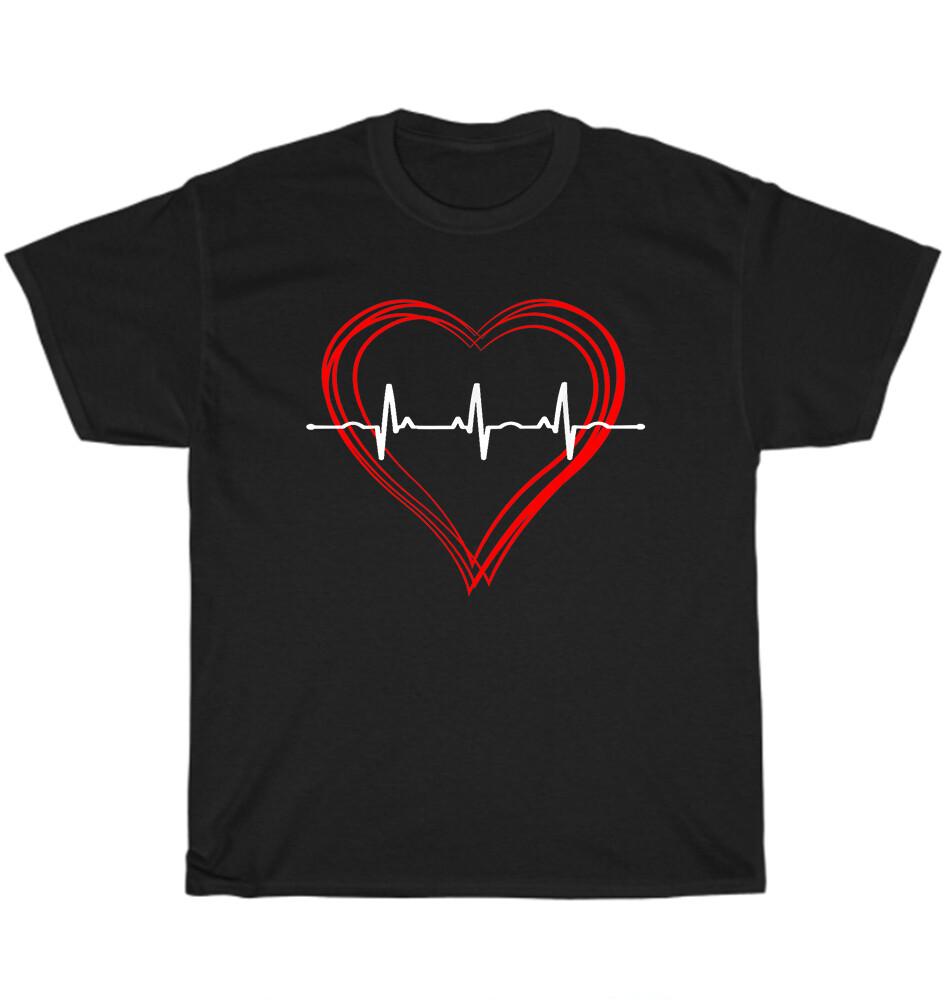 EKG Heartbeat Pulse Love Cardiogram Hollow ECG Heart Disease Awareness T-Shirt