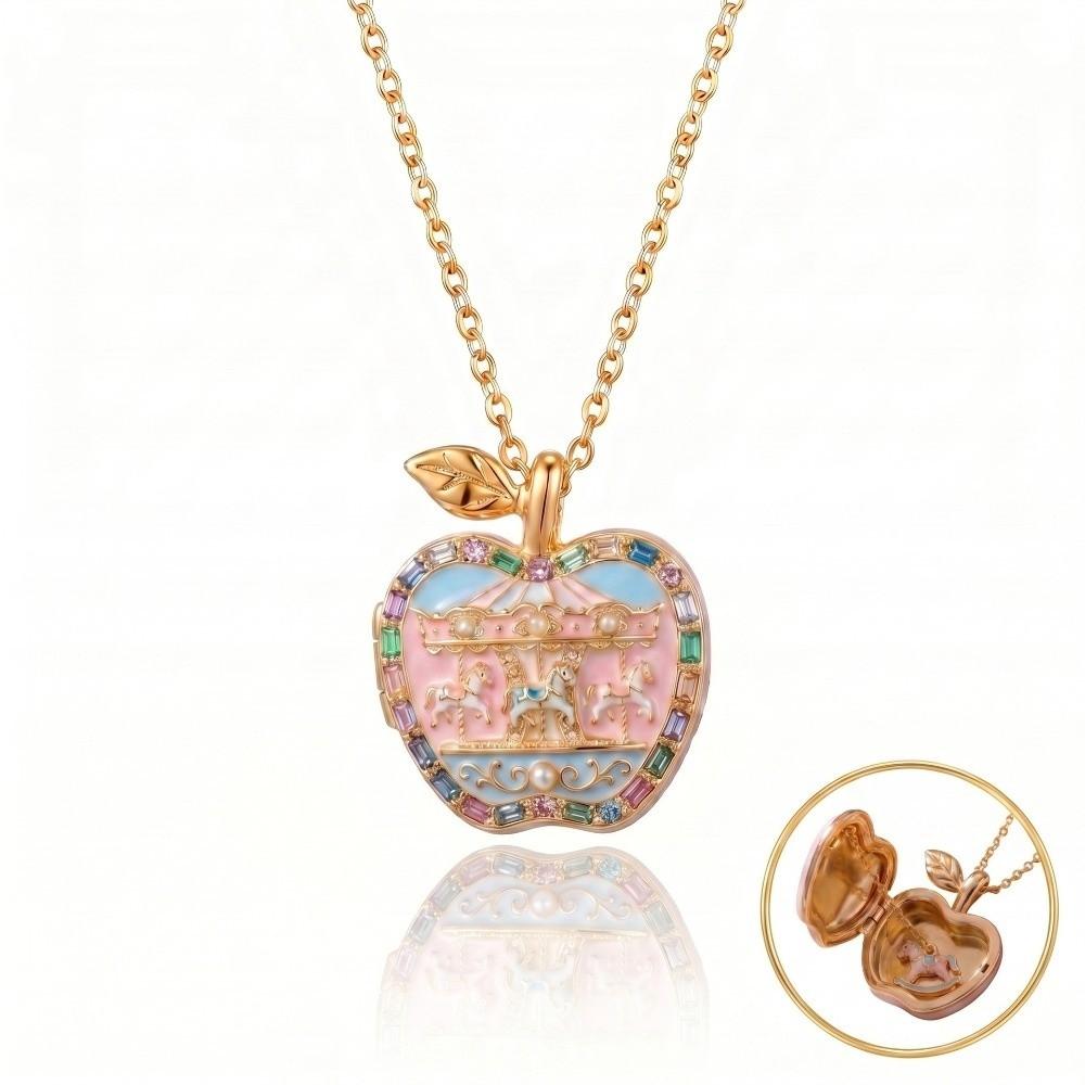 Gold color Women s Necklace Ballet Style Pendant Necklace Opening Closing Phase Box Necklace Women B