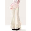 Bow Lace Floral Trousers for Women In Spring and Autumn New Casual Trousers Slim Pants for Daily Korean