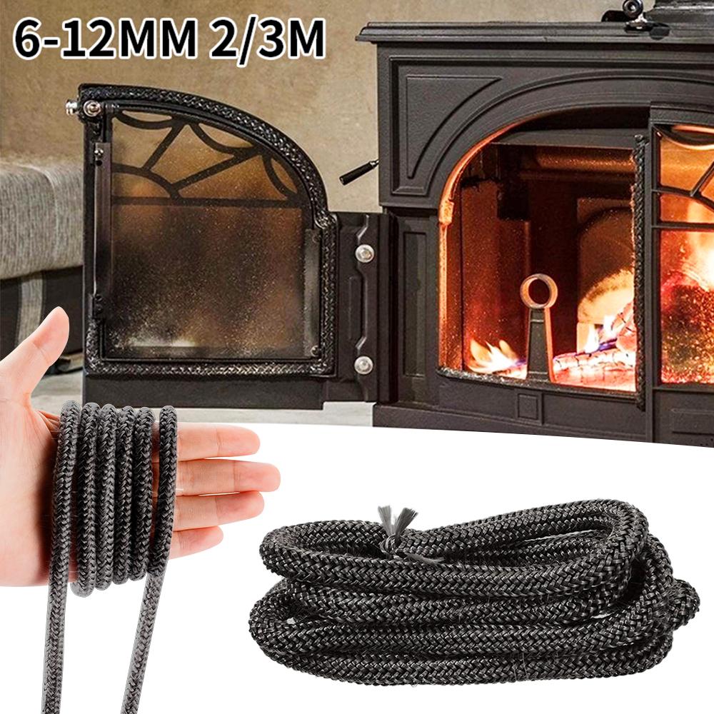2M Fireplace Sealing Rope 6/8/10/12mm Gasket Cord Stove Door Fireplace Cord High Temperature Woodburner Sealing Rope Replacement