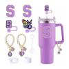 Cup Accessories Set Butterfly Straw Cover Cap for Stanley 30Oz/40Oz Sticker Decorations Initial Letter Charm Personalized