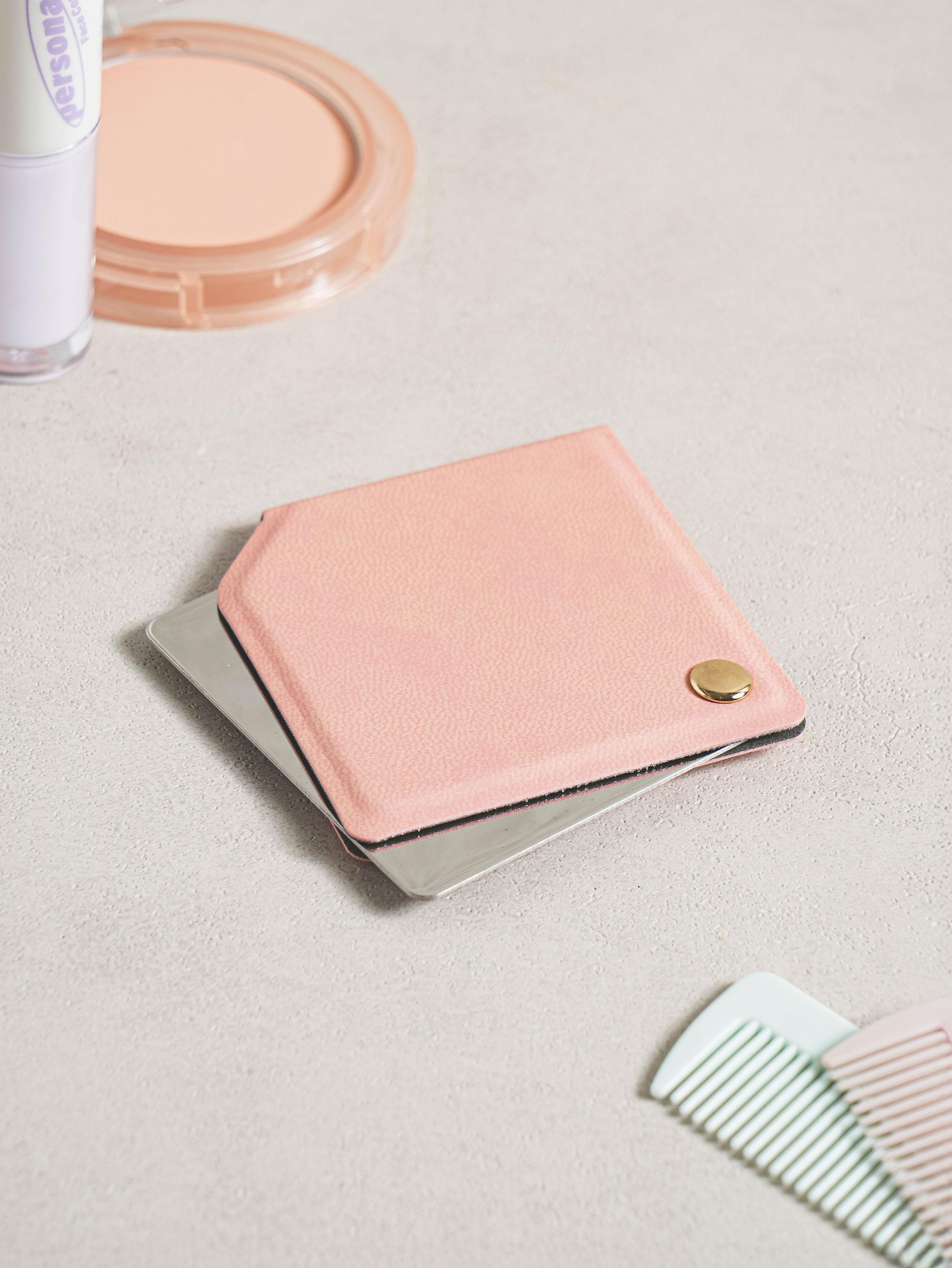 Pink Swivel Cover Mini Compact Mirror 1ea