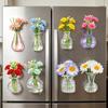 8 Stück Süße Mini-Vasen-Magnete für den Kühlschrank Kleine Vasen-Magnete mit künstlicher Blume für Büro, Küche, Schließfach, Whiteboard-Dekor