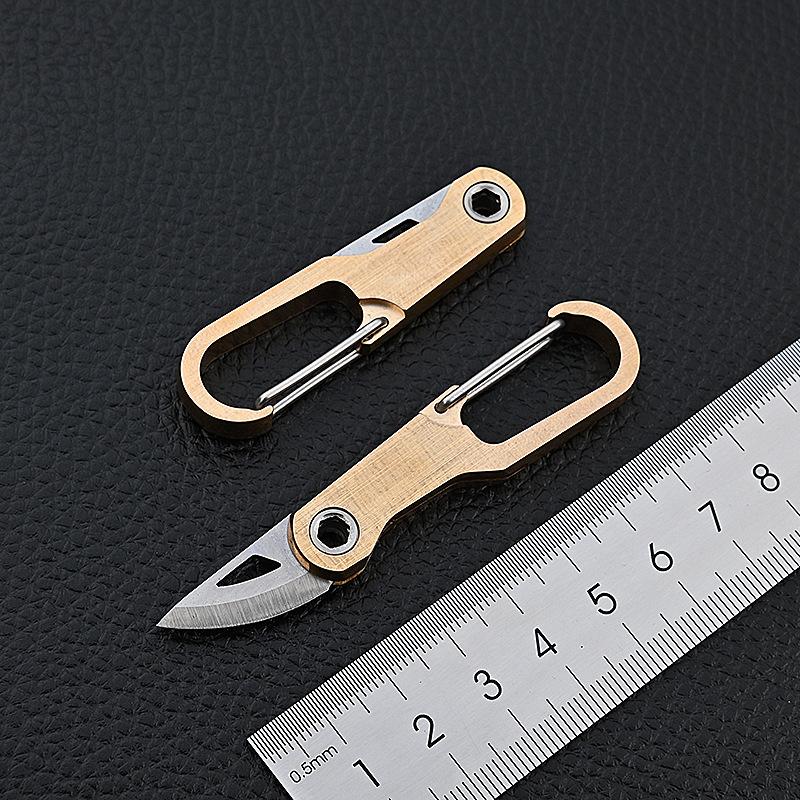 High Hardness D2 Blade Titanium Alloy Folding Knife With Key Chain Pendant Pocket Paring Knife EDC Express Sharp Outdoor Tool Gi