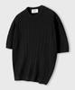 LEMAIN SECOND Oversized Washable Crew Neck Cable Short Sleeve Knit [Black]