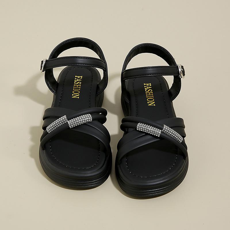Roman sandals women's summer wear 2025 new fashion versatile fairy style platform high heels women's muffin shoes