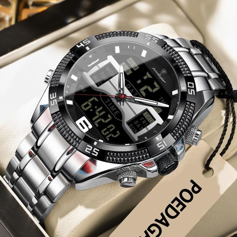 

Мужские часы многофункциональные с двойной подсветкой, водонепроницаемые, электронные кварцевые, модные