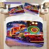Train Pattern Bedding Quilt Set Quilt Cover Pillowcase Home Decoration Birthday Gift (1 * duvet cover + 2 * pillowcase, without core)