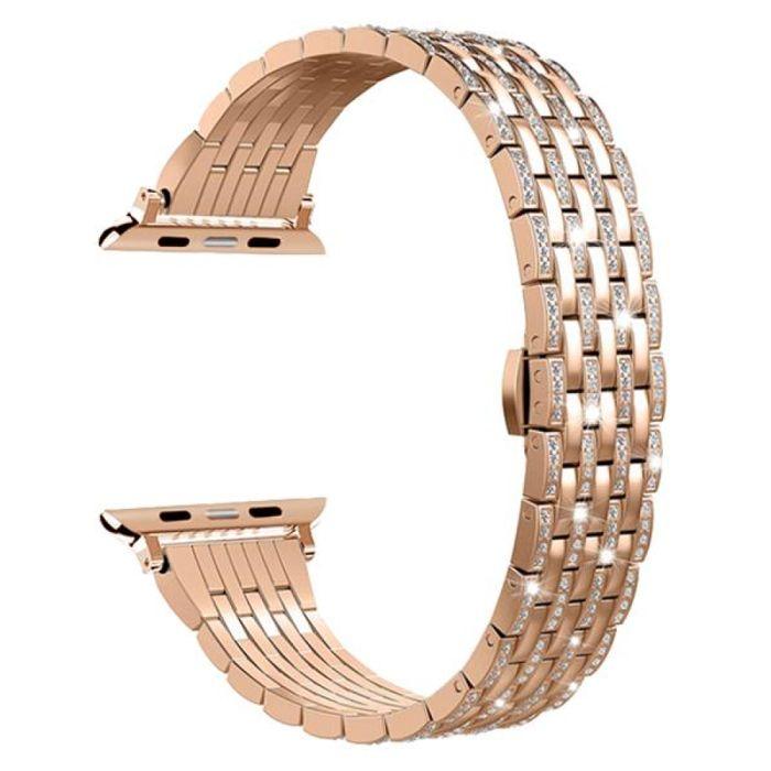 Bracelet - MY-MONTRE - Apple Style - Rose Gold - Compatible 42/44/45/49mm - Crystal Stones