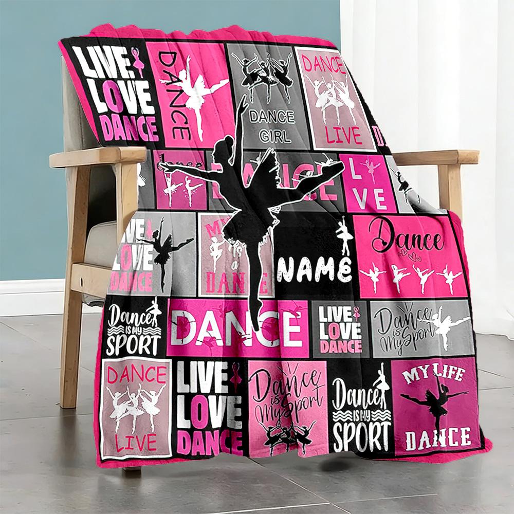 Pink Dancer555 Customize Your Name Blanket Lightweight Personalized Blanket Soft & Cozy Suitable for Home Decor Picnics Sofa Bedding for All Occasions