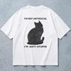 Funny Black Cat Shirt "I'm Not Antisocial I'm Anti-Stupid", Sarcastic Cat Lover Tee, Introvert Gift