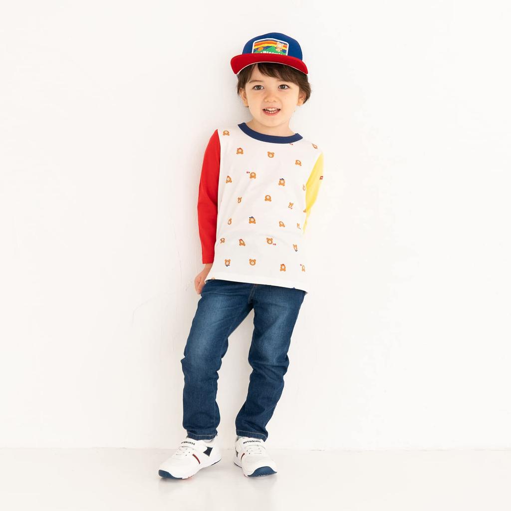 Miki House Hot Biscuits Long Sleeve Boys and T-Shirt, Girls, White, 110cm, 71-5201-495