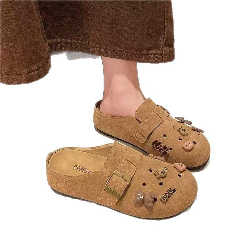 Retro Thick-soled Cartoon Cute Bag Head Outer Wear Spring and Summer New Casual Pedal Hole Slippers