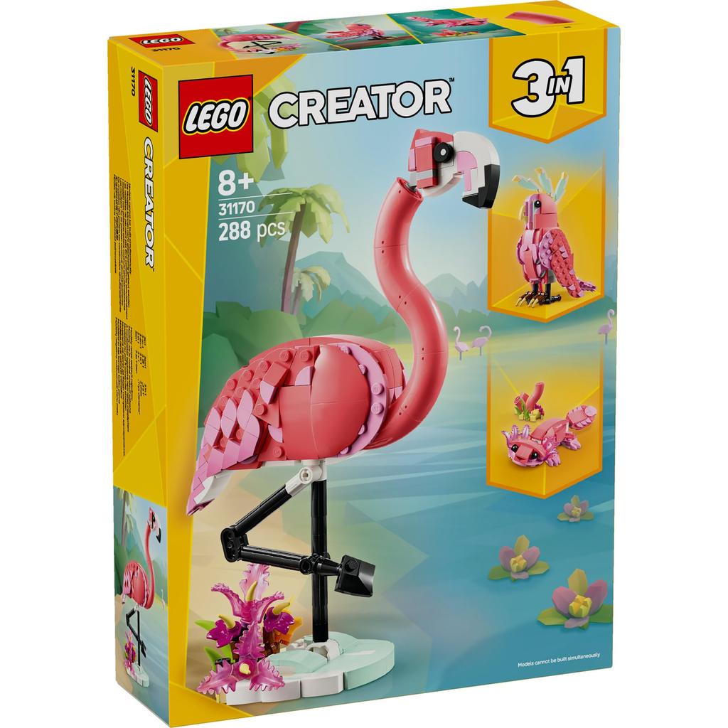 LEGO Creator Animals: Pink Flamingo Toy - Birthday Present, Building Blocks, for Girls, Boys, Children Ages 8, 9, 10, Elementary School Students, Anim