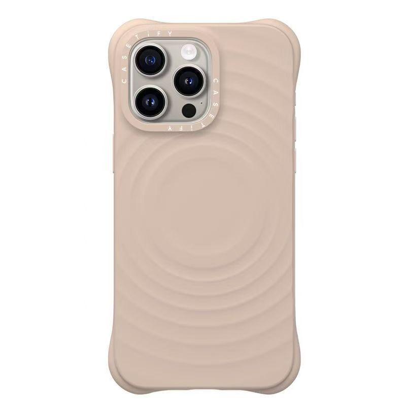 MagSafe-Compatible Wave Pattern White Phone Case for iPhone 16 Pro Max/17 Pro