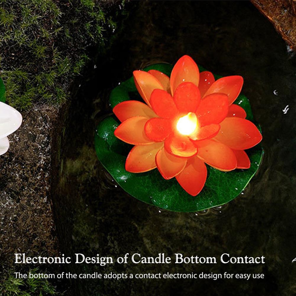 Floating Pool Light Waterproof Lily Pad Flower Candle Funny Lotus Pool Lamp Decorative River Lantern Wedding Festival Decoration