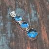Underbar Swiss Blue Topaz Ädelsten Handgjorda Smycken 925 Sterlingsilver Hänge