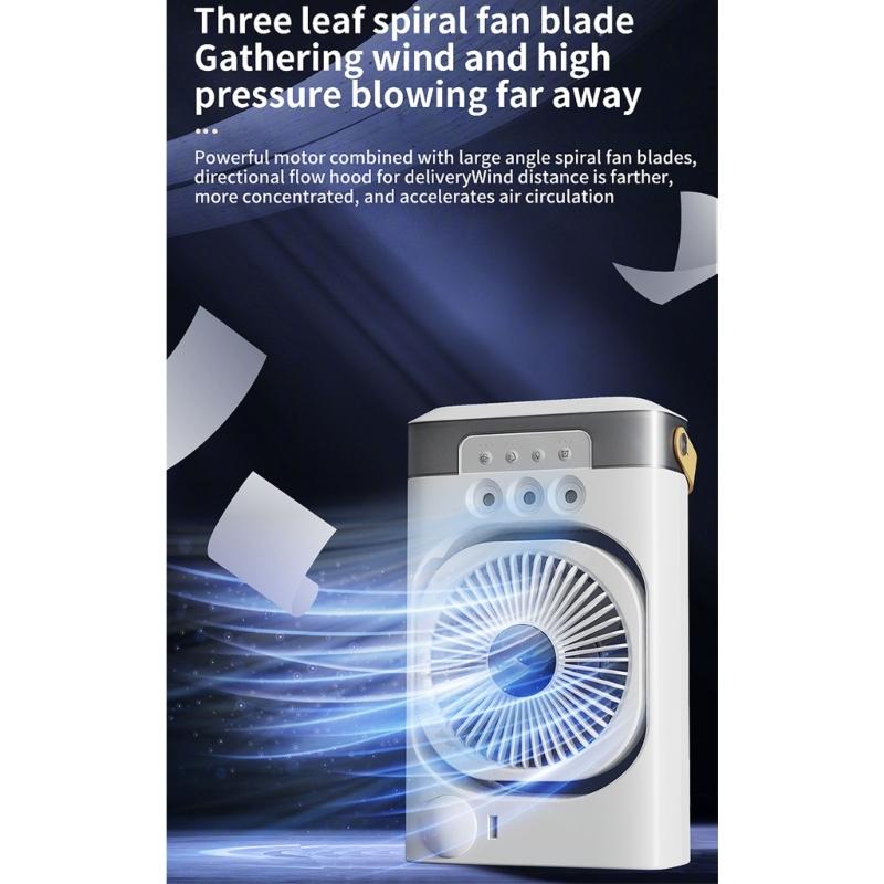 Rechargeable Air Conditioning Portable Desktop Cooling Fan with 3 Speed Suitable for Office and Bedroom Dormitory