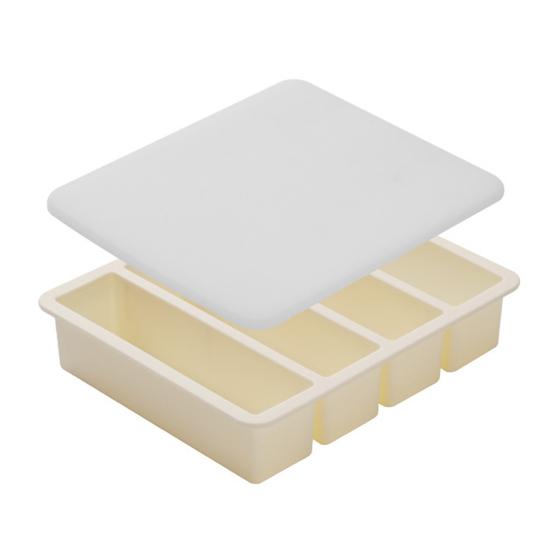 Forma na led s víkem Silikonové formy na led do mrazáku Stohovatelná Forma na led s velkými čtverci pro bary na koktejly, džus, kávu Výrobník ledu se 4 dutinami