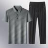 Trendy Summer Polo & T-Shirt Set – Short Sleeve Casual Lapel for Middle-Aged Men, Perfect Father's Day Sports Attire