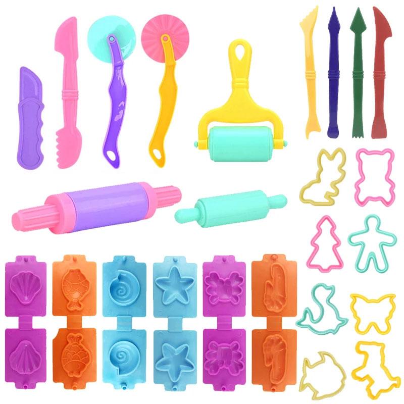 Play Dough Accessories Set for Kids Playdough Tools with Various Plastic Molds Rolling Pins Cutters Clay Model for Children Kids
