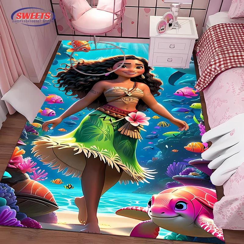 Disney Moana Cartoon Carpet New Release! Bedroom Living Room Bed Mat, Non-slip Exquisite Home Decor, Durable Washable Rug