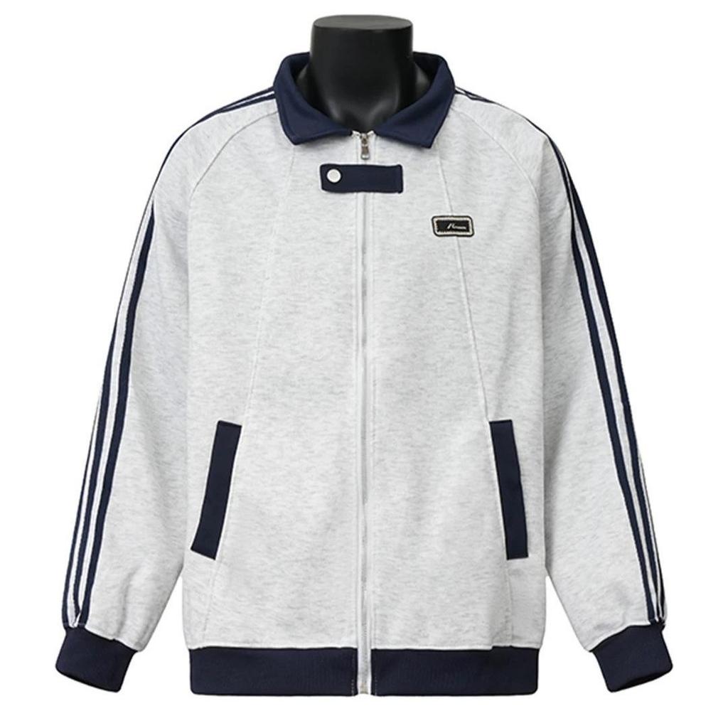 Men's Retro Striped Patchwork Baseball Jacket - Autumn/Winter Plus Velvet Cardigan