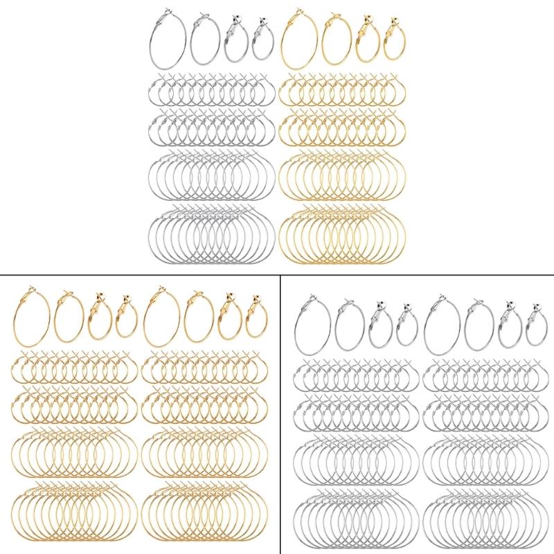 96 Pcs Hoop Earrings Finding Hypoallergenic Alloy Round Earring Hoops for Jewelry Making Earring DIY Craft Easy to Use