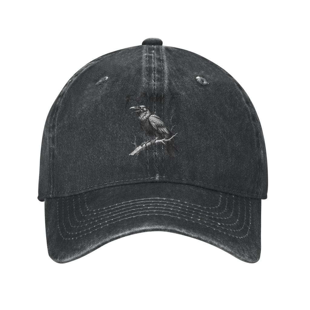 Vintage F-Caw-F Crow Funny Meme Baseball Cap Men Women Distressed Denim Headwear Dark Humor Black Bird Outdoor Workouts Gift Hat