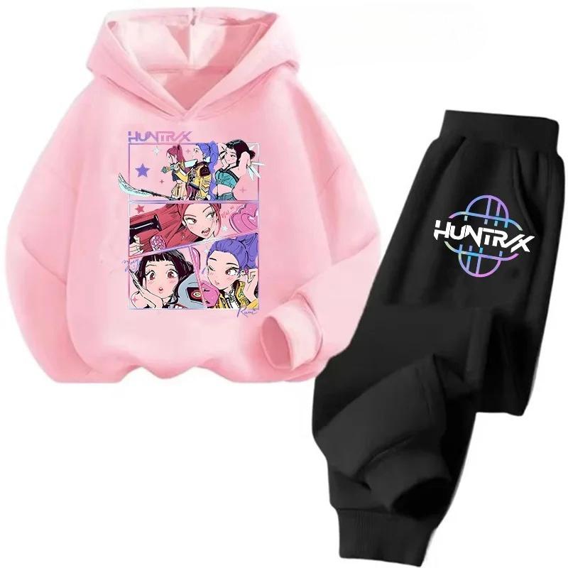 Children's Hoodie Kpop Devil Hunter Printed Hoodie+Anime Cartoon Pants Girl and Boy Set
