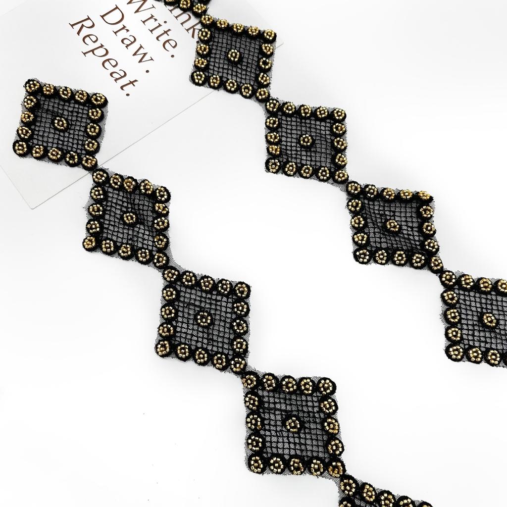 Gold Nail Drill Plaid Embroidery Lace Handmade Diy Clothing Dress Dress Accessories