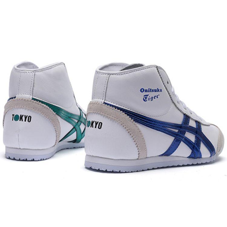 ONITSUKA TIGER Mexico Mid Runner Comfortable Durable Lightweight High-Top Casual Running Shoes Unisex Sneaker White Blue 1183A658-100