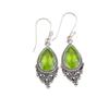 Natural Peridot Gemstone 925 Sterling Silver Jewelry Handmade Drop Earrings 1.9" EE-85-4