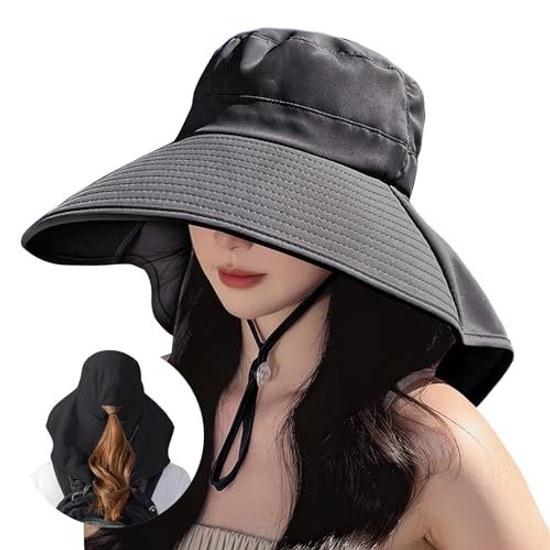 YUMISS UV Cut Hat Women 12cm Wide Brim360-Degree CutProtects Neck Cooling Complete Light Blocking Sunburn Prevention Protection Breathable Sunshade