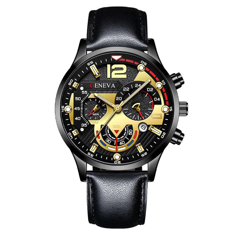Men s Watch Fashion Calendar Six-Pin Belt Watch Quartz Watch Men s Watch Sports Luminous Watch Gold